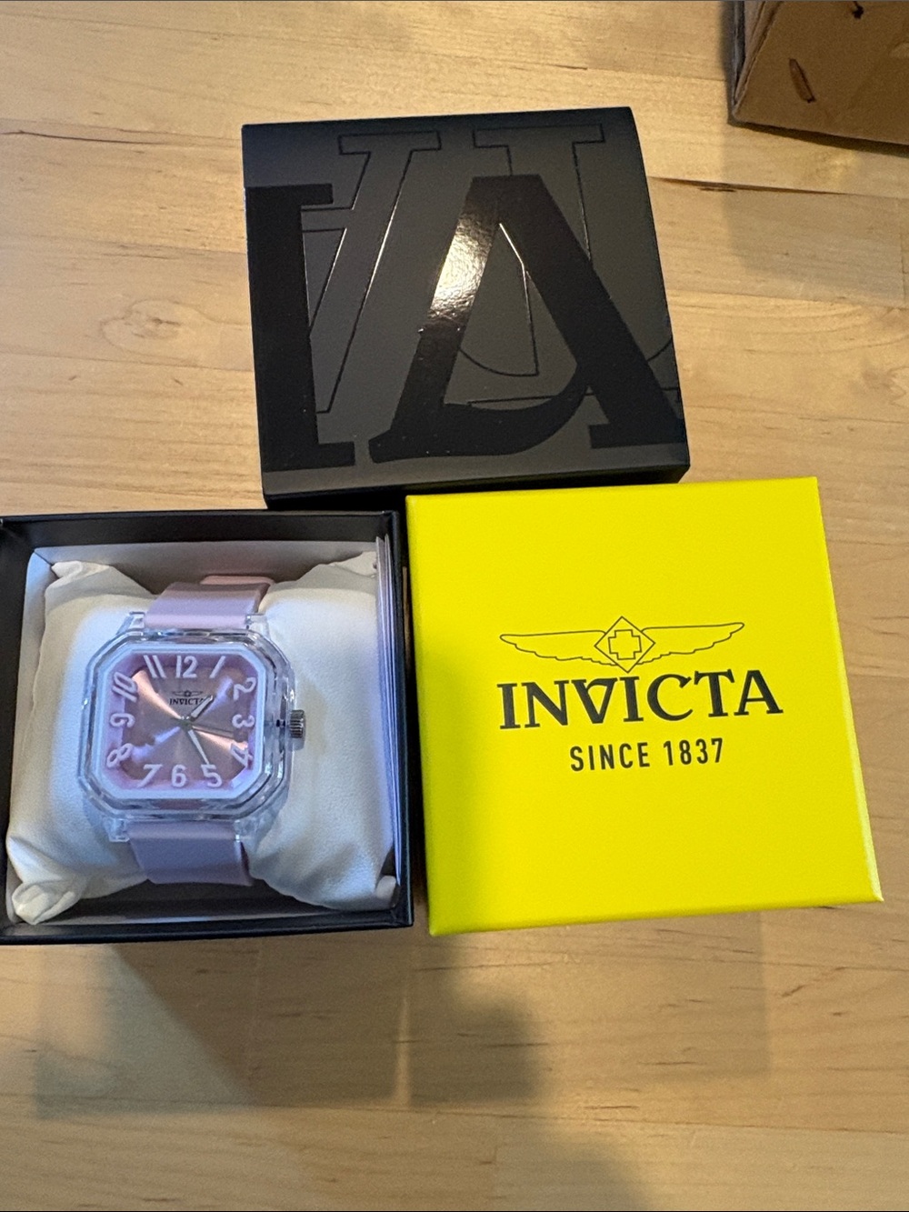 Invicta Pink Square Dial Women's Watch with Clear Accent Bezel